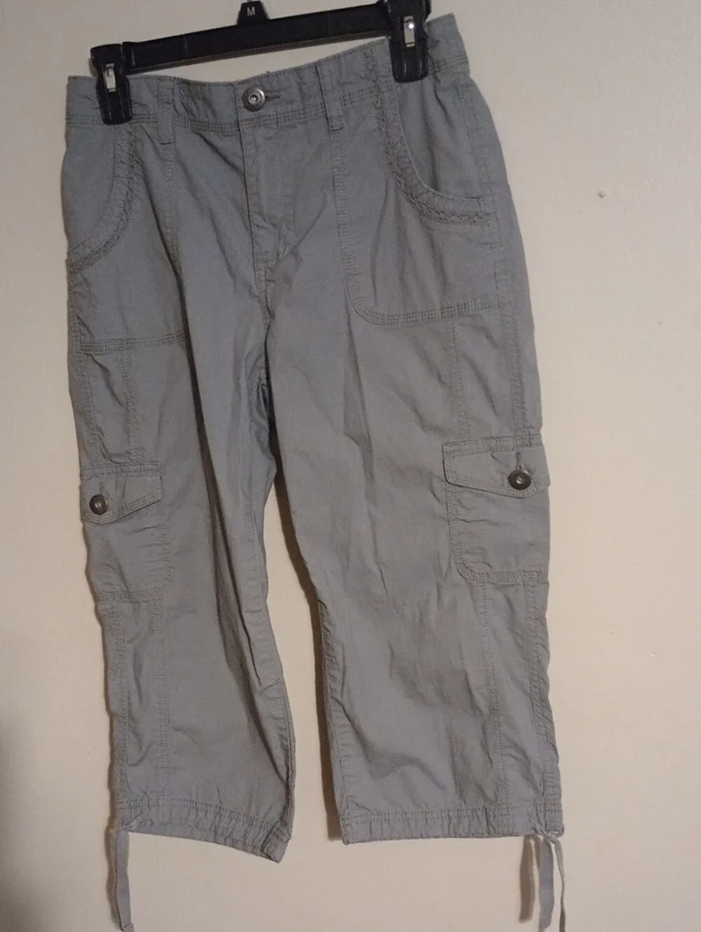 St Johns Bay  Cargo Shorts in Light Gray with Button-Flap Pockets